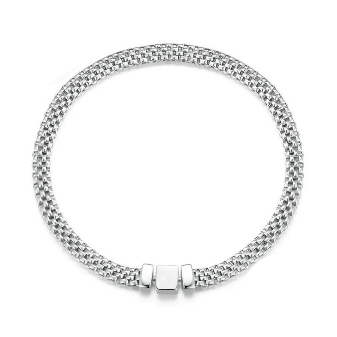 Pulsera de Malla de Punto de Plata.