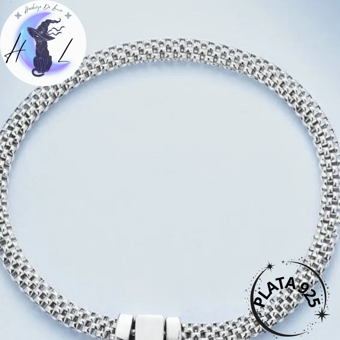 Pulsera de Malla de Punto de Plata.