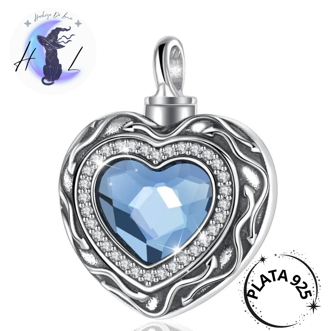 Collar De Urna De Cenizas Con Forma De Corazón y Piedra De Circón.