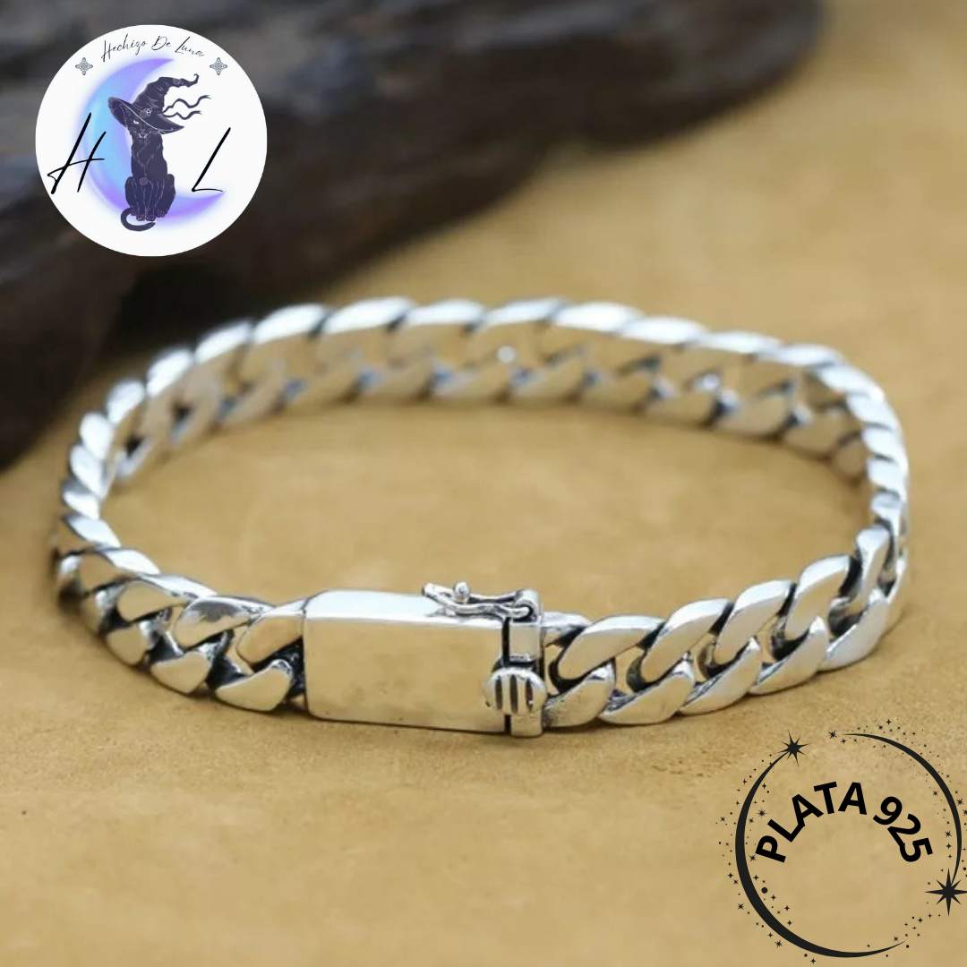 Pulsera Eslabón Martillado de Plata.