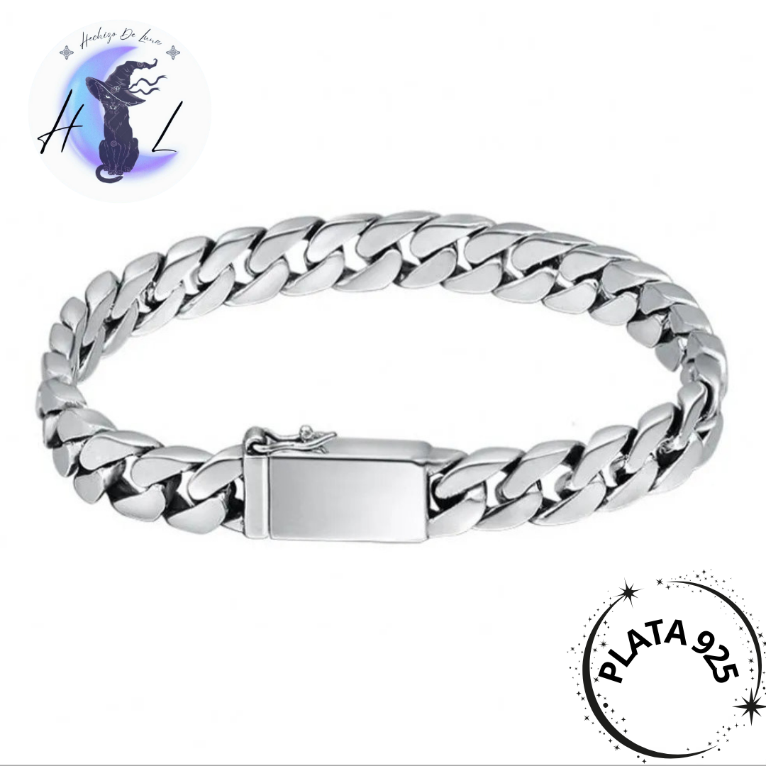Pulsera Eslabón Martillado de Plata.