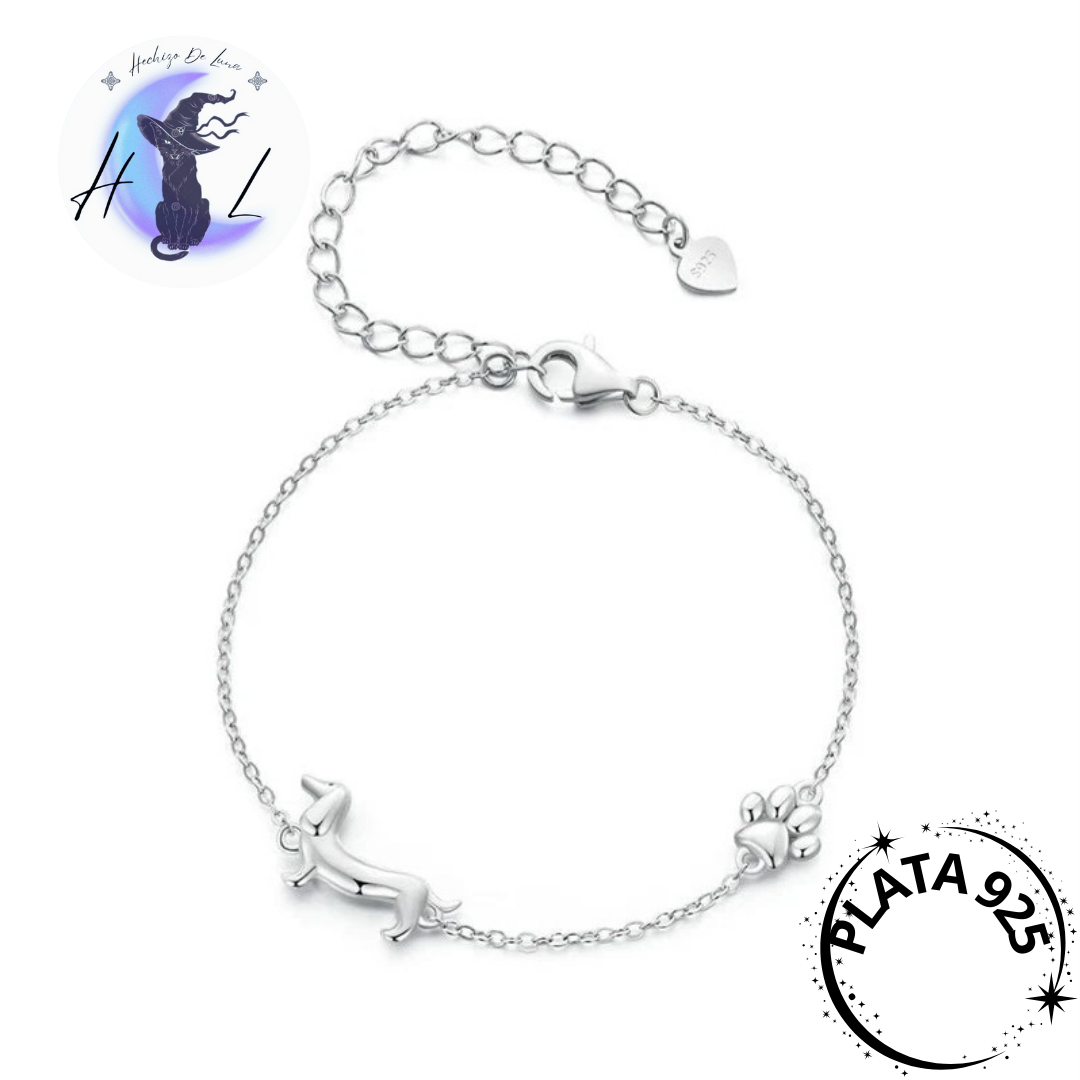 Pulsera De Plata Diseño Perro Duchshund.