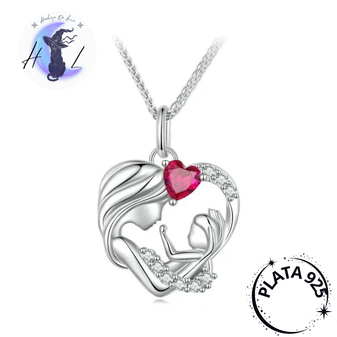 Collar De Plata  Circón Madre E Hijo.