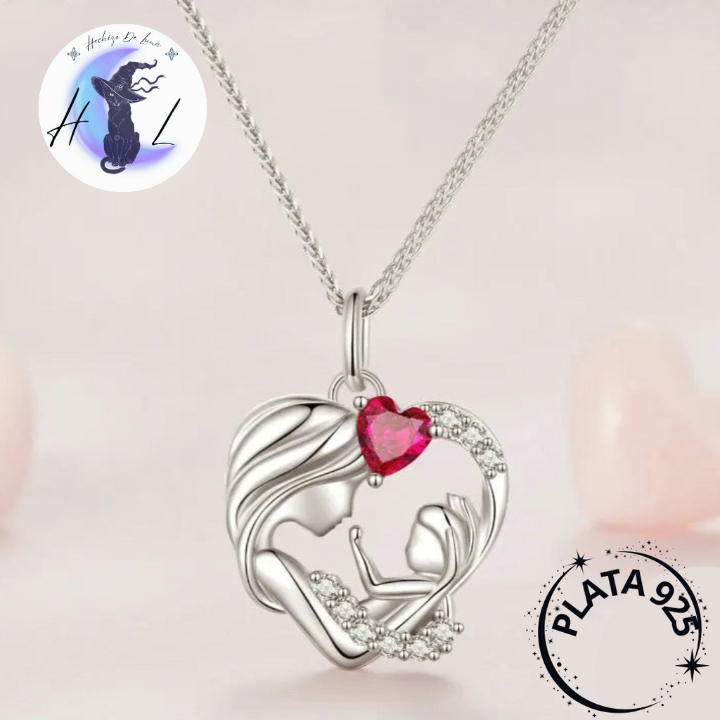 Collar De Plata  Circón Madre E Hijo.
