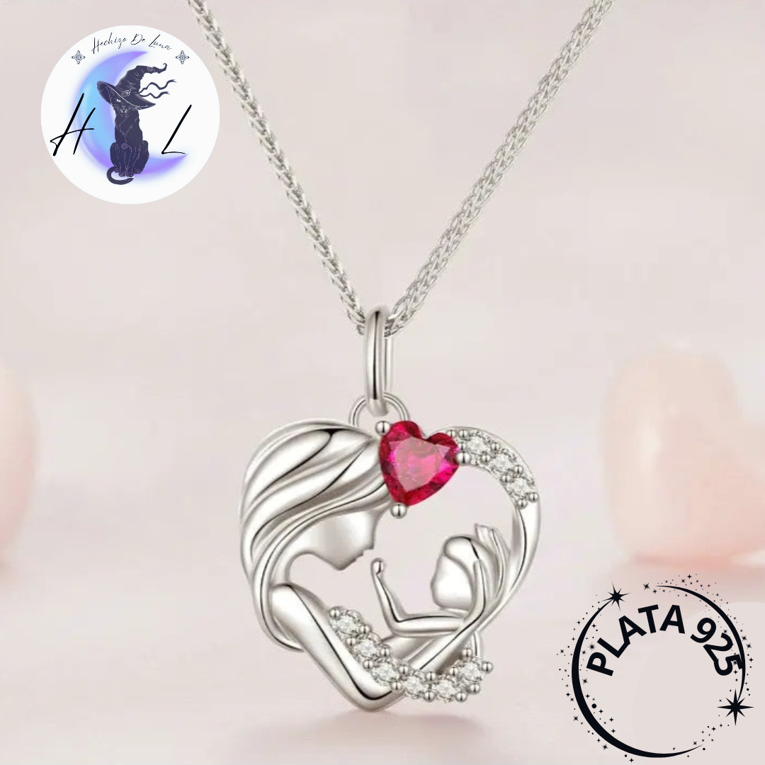 Collar De Plata  Circón Madre E Hijo.
