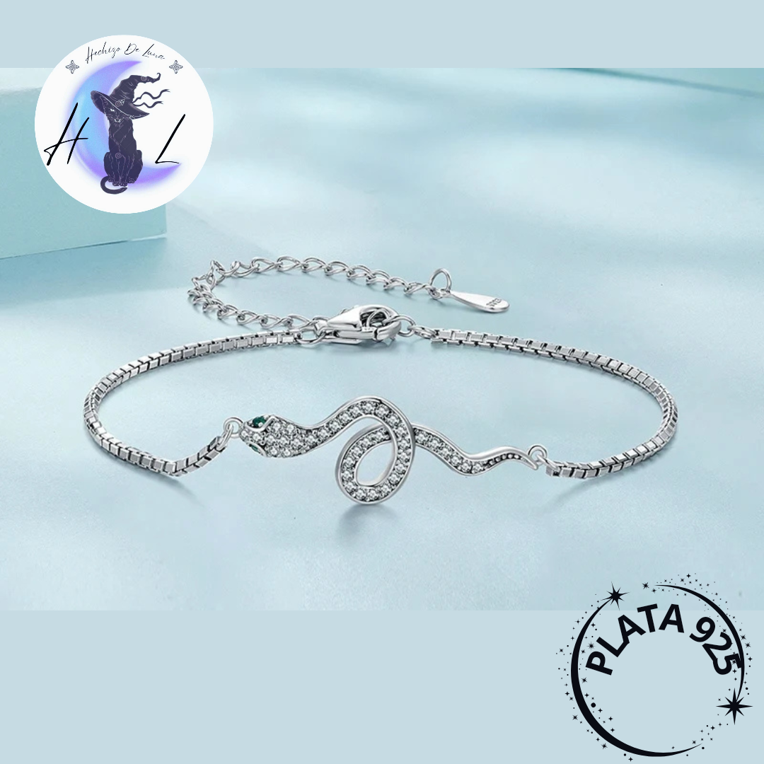 Pulsera de Serpiente Ajustable de Plata.