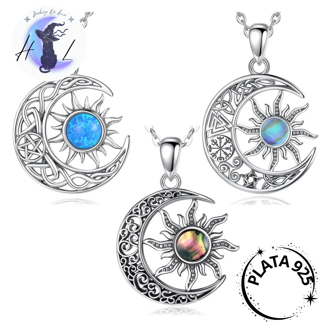 Colgante De Plata De Media Luna Y Sol Variados Diseños.