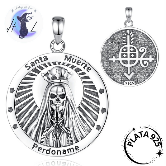 Colgante Santa Muerte Con Sigilo De Plata.