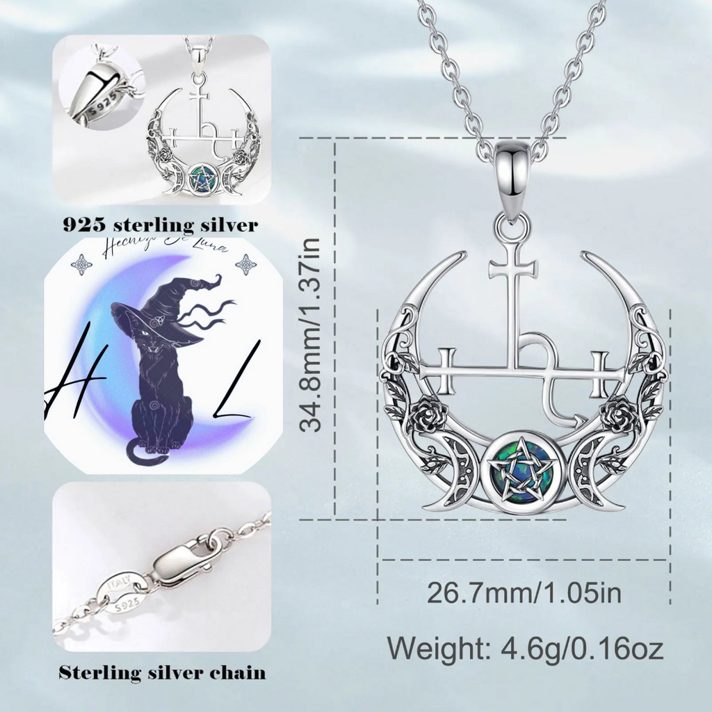 Colgante Triple Luna con Sigilo de Lilith de Plata.