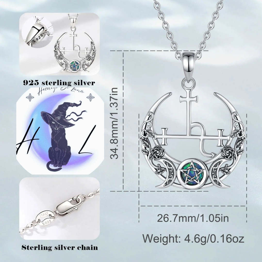 Colgante Triple Luna con Sigilo de Lilith de Plata.