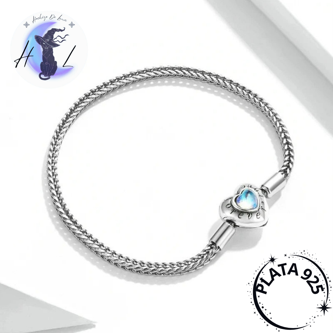 Pulsera De Plata Y Ópalo, Forma De Corazón.