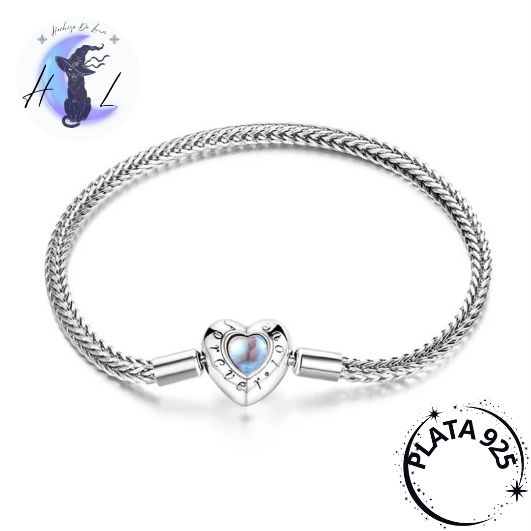 Pulsera De Plata Y Ópalo, Forma De Corazón.