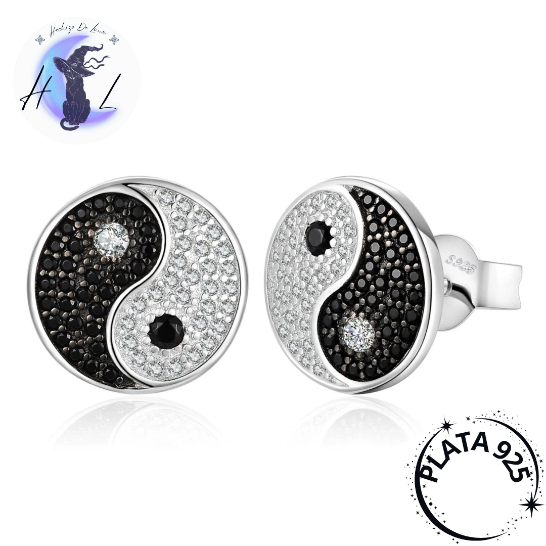 Aros De Plata Y Espinela, Diseño Yin Yang.