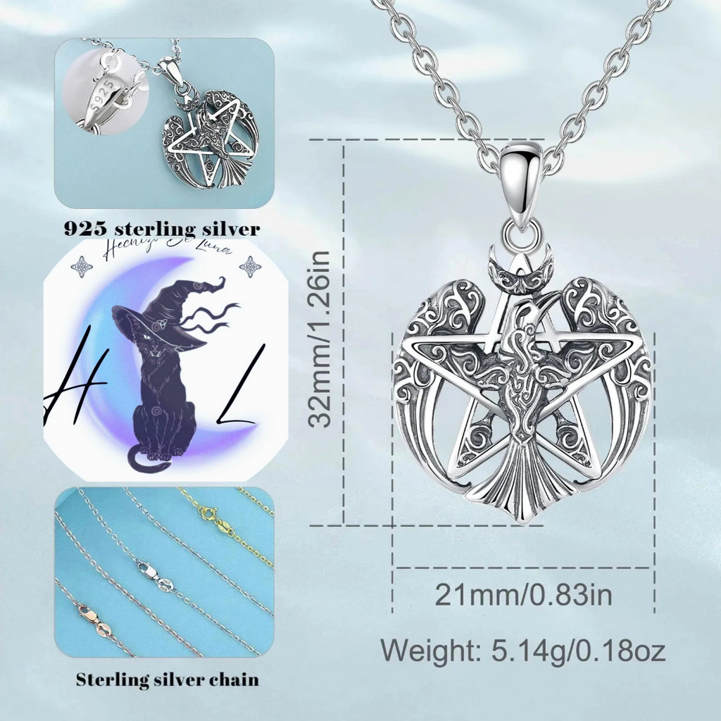 Colgante De Plata, Diseño Pentagrama Con Cuervo Vikingo.