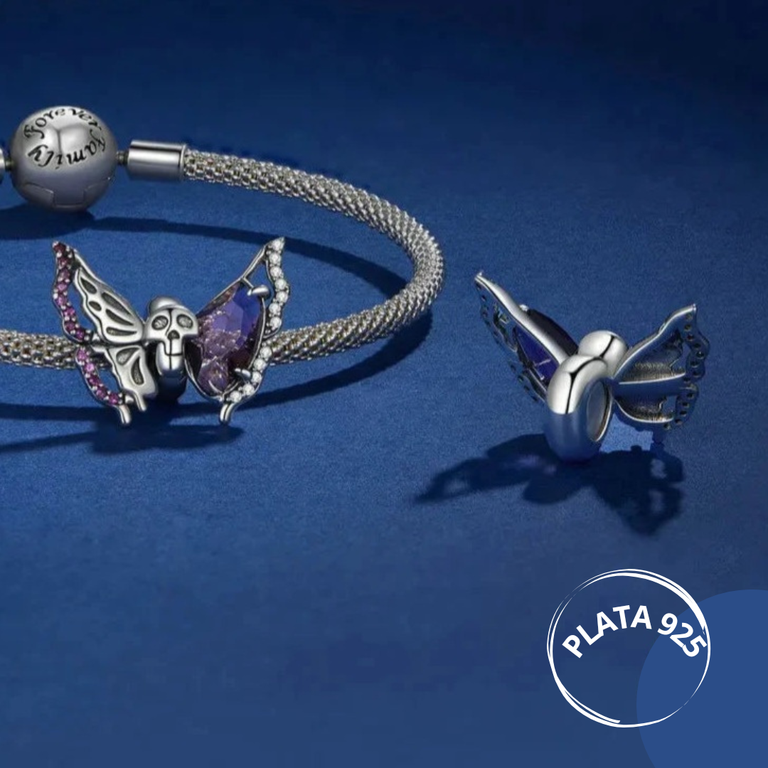 Charms De Plata Y Circonita Púrpura.