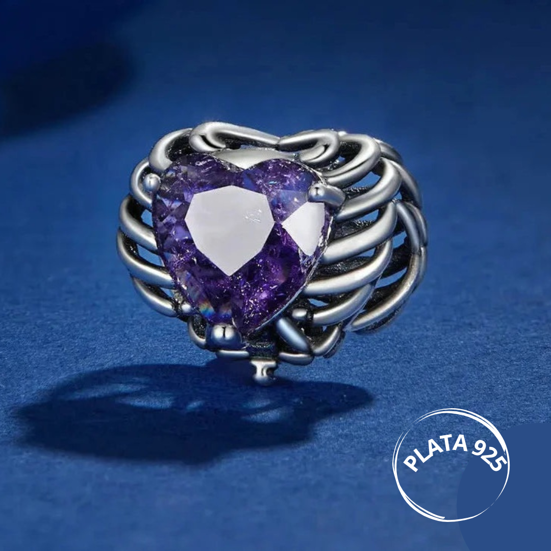 Charms De Plata Y Circonita Púrpura.
