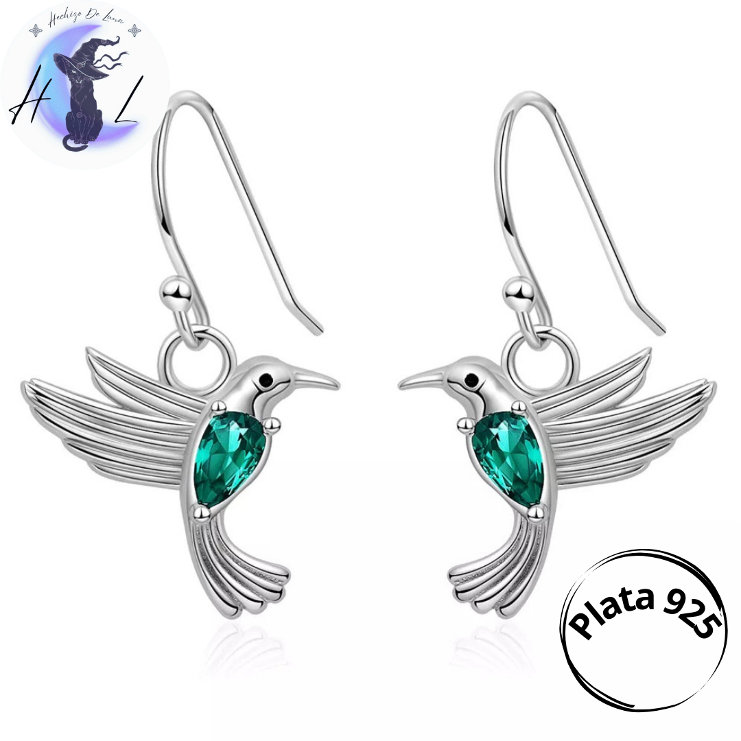 Aros Colgantes de Colibri con Circonita de Plata.