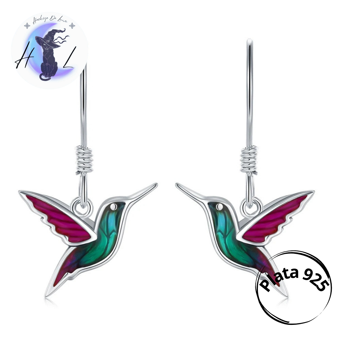 Aros Colgantes De Plata, Diseño Colibrí, Dos Modelos Disponibles.