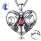 Colgante De Plata Y Circonita Roja, Diseño Corazón Calavera.