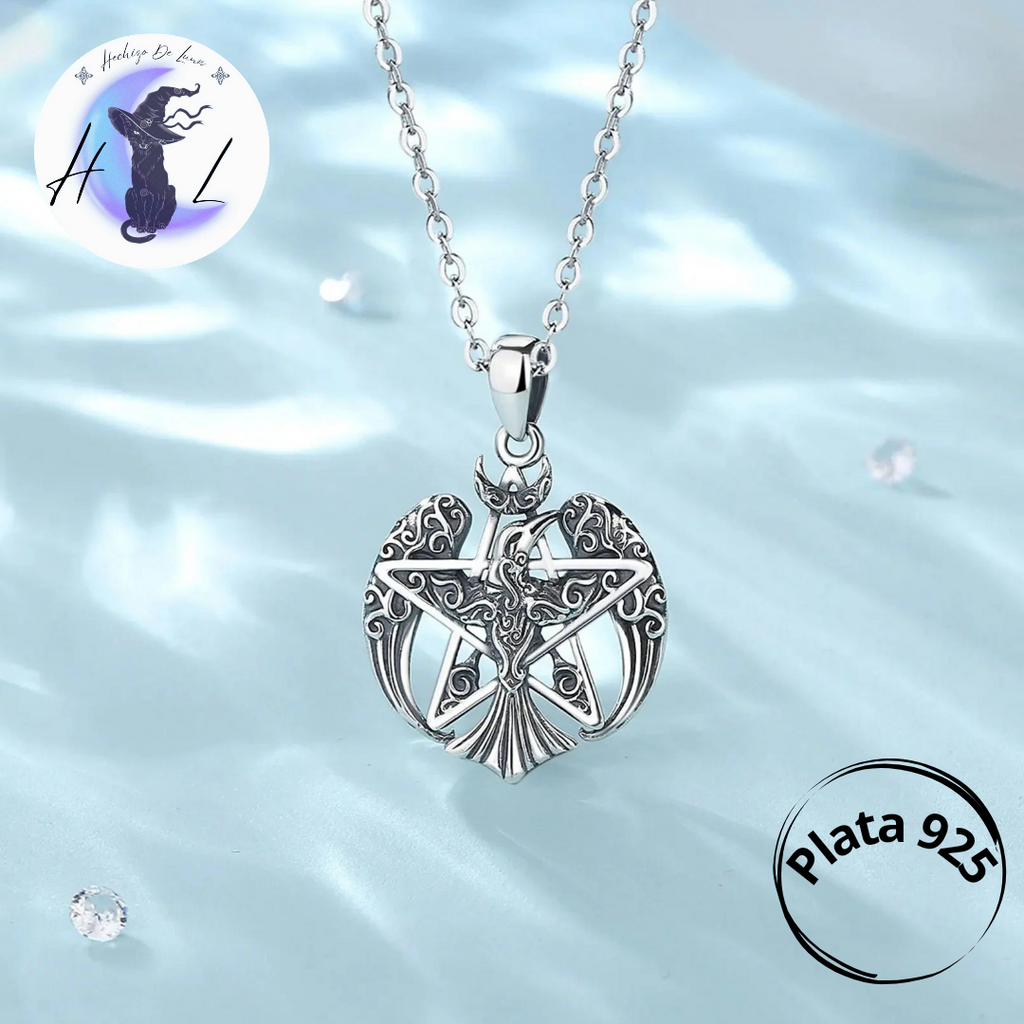 Colgante De Plata, Diseño Pentagrama Con Cuervo Vikingo.
