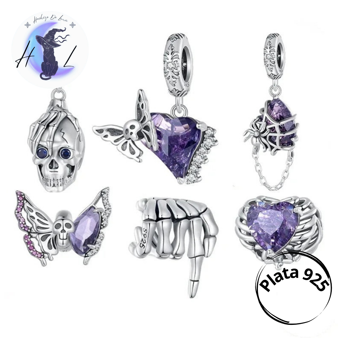 Charms De Plata Y Circonita Púrpura.