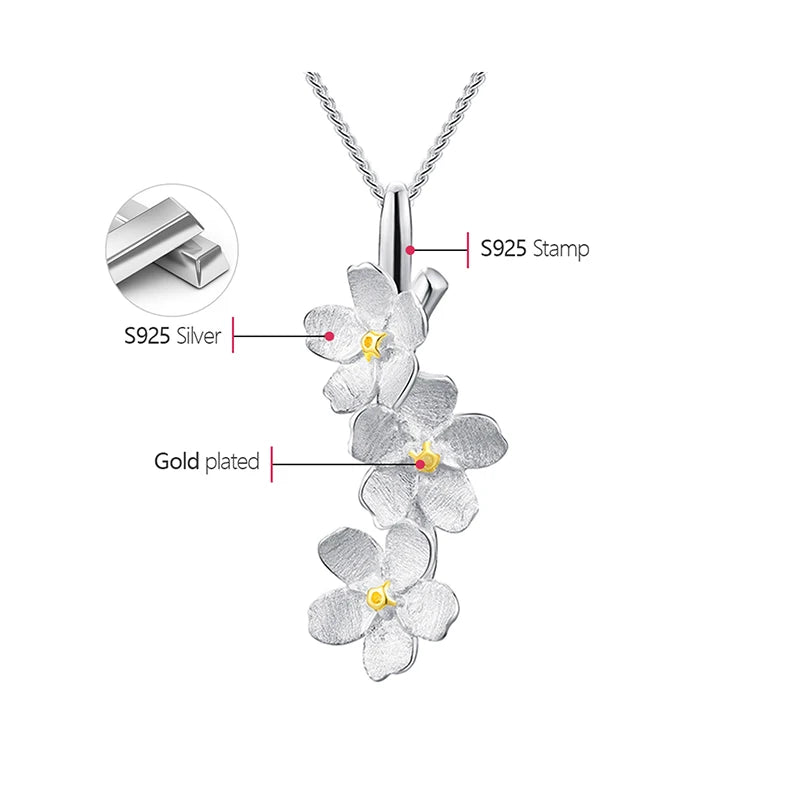 Colgante Con Flores De Plata.