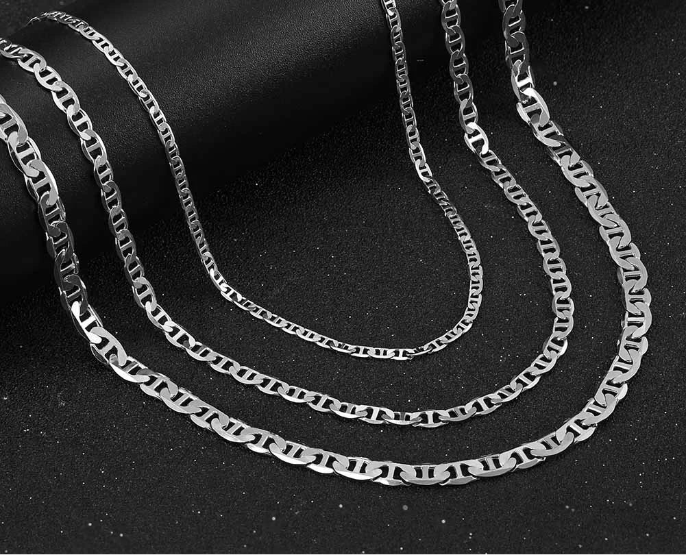 Cadenas De Plata, Marinera Plana, Distintos Tamaños.