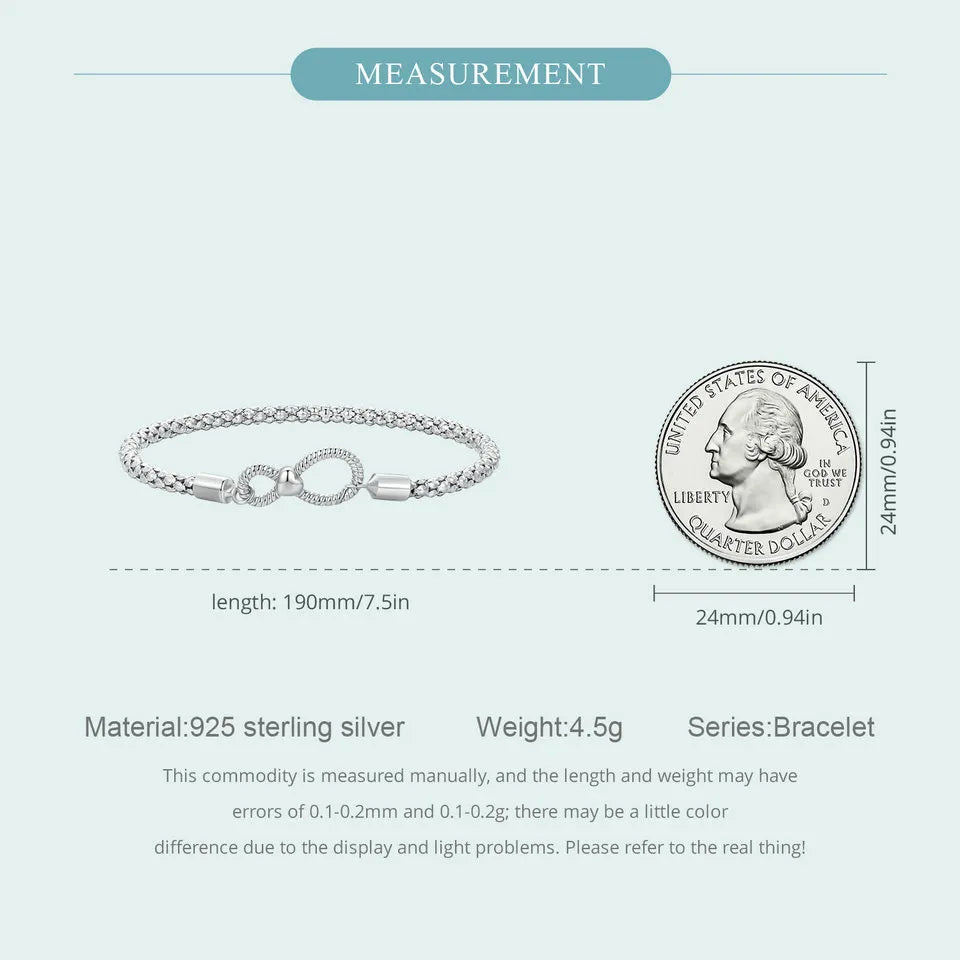 Brazalete Infinito compatible con Charms de Plata.