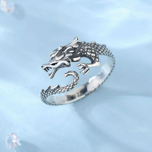 Anillo Ajustable de Dragon de Plata.