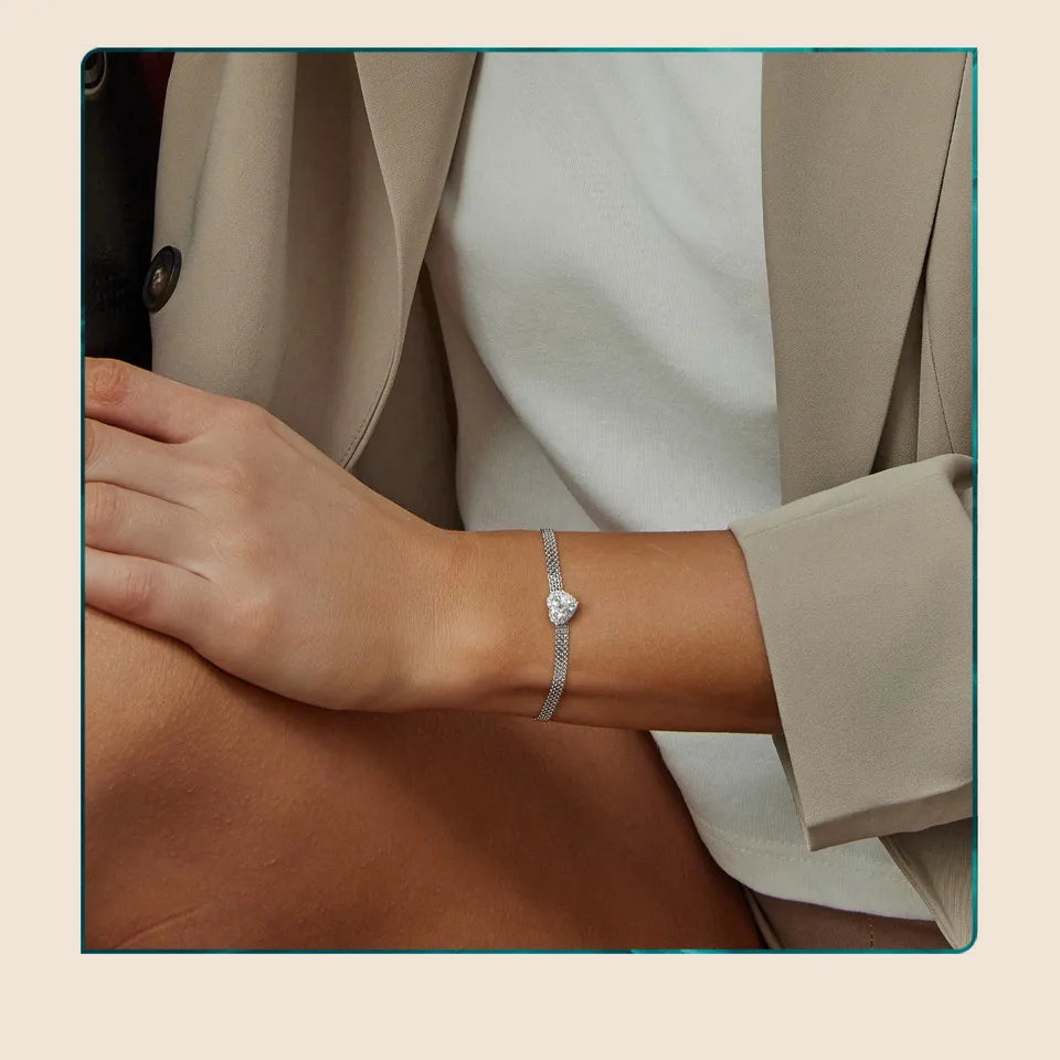 Brazalete Ajustable eslabones de Malla de Plata.