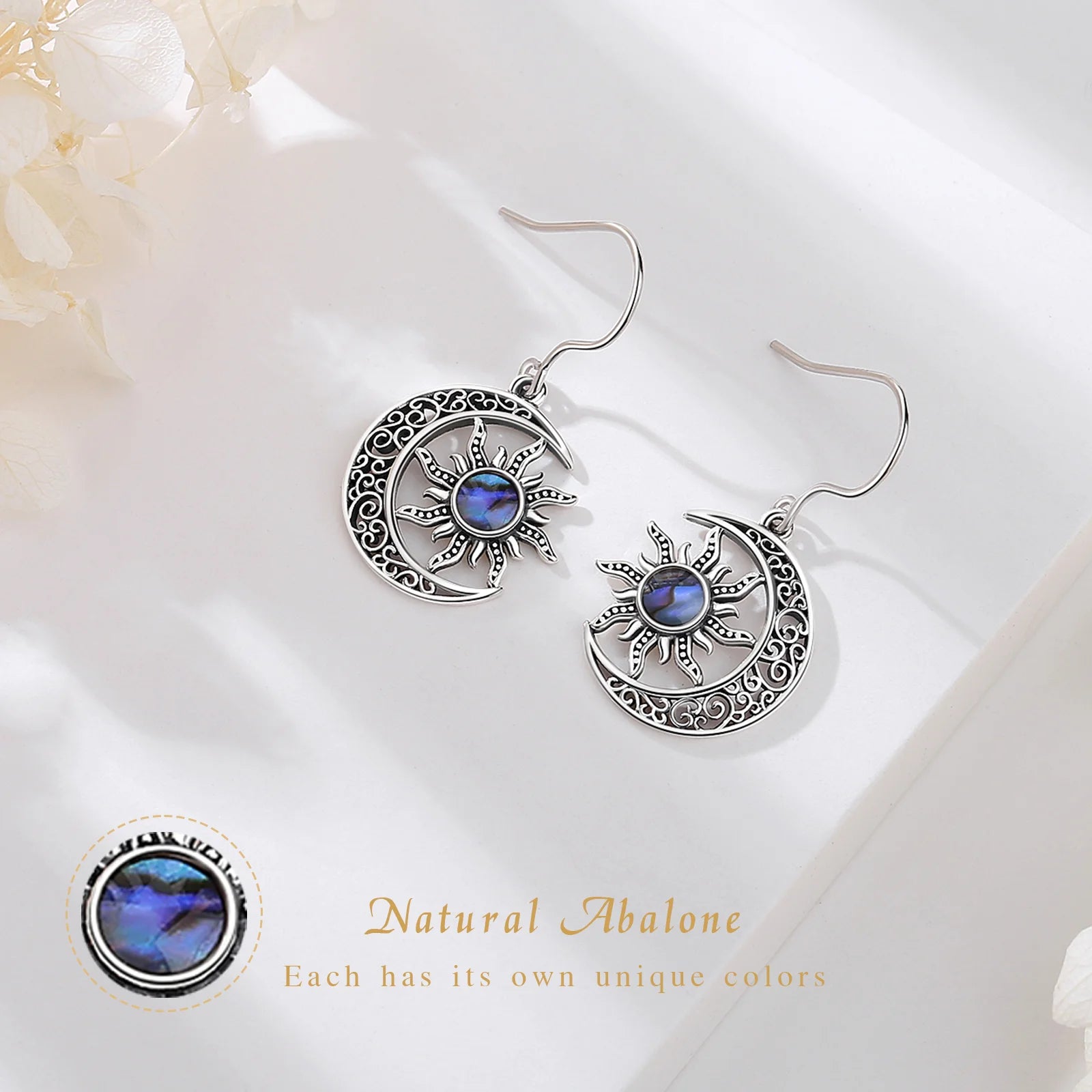 Aros De Plata, Diseño Luna Y Sol.