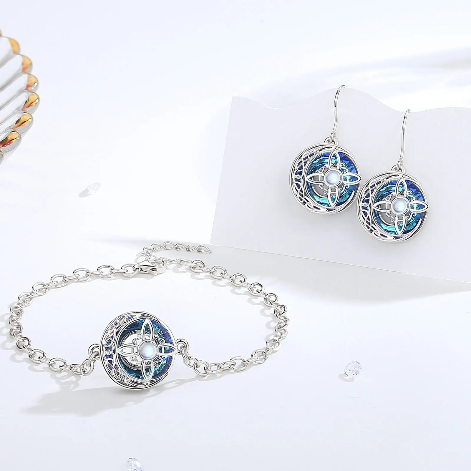 Pulsera De Plata Y Cristal Austriaco, Diseño Nudo De Bruja.