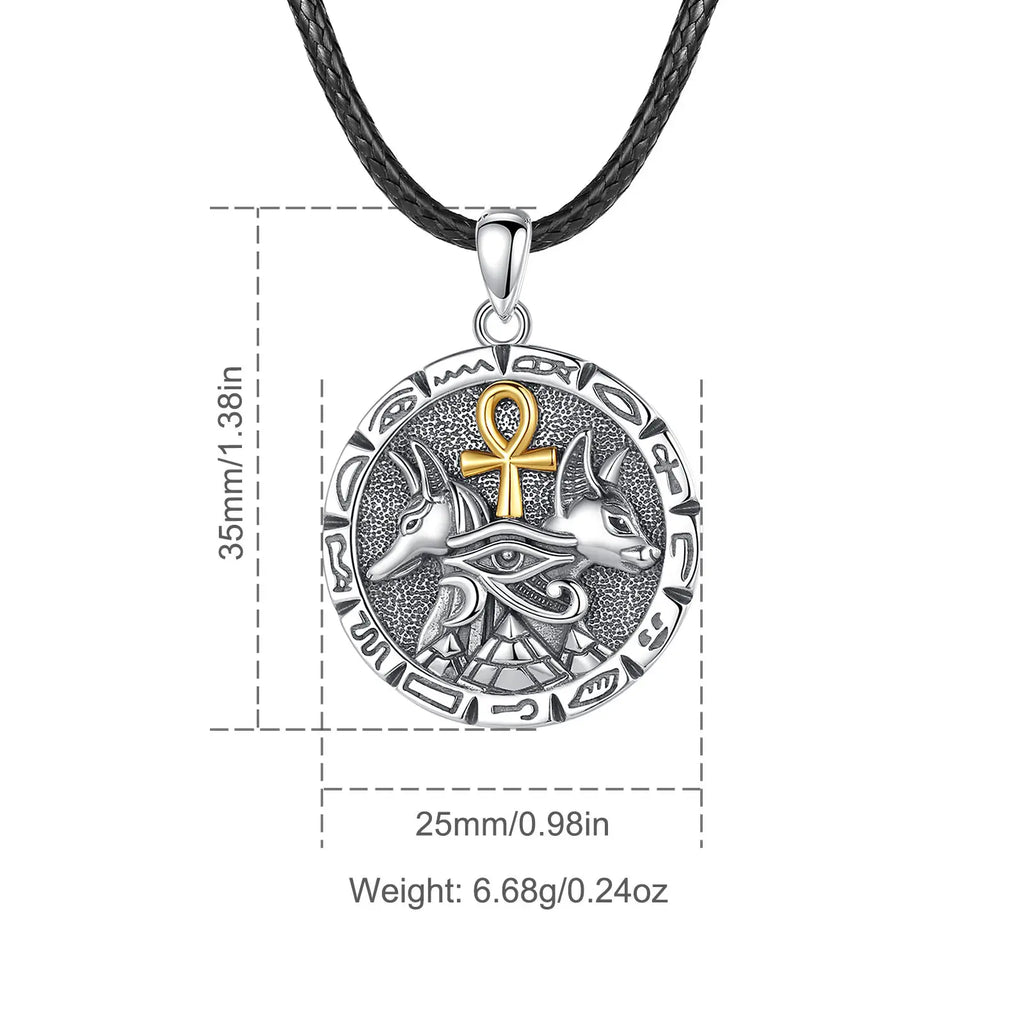 Colgante Anubis y Bastet Dioses Egipcios de Plata.