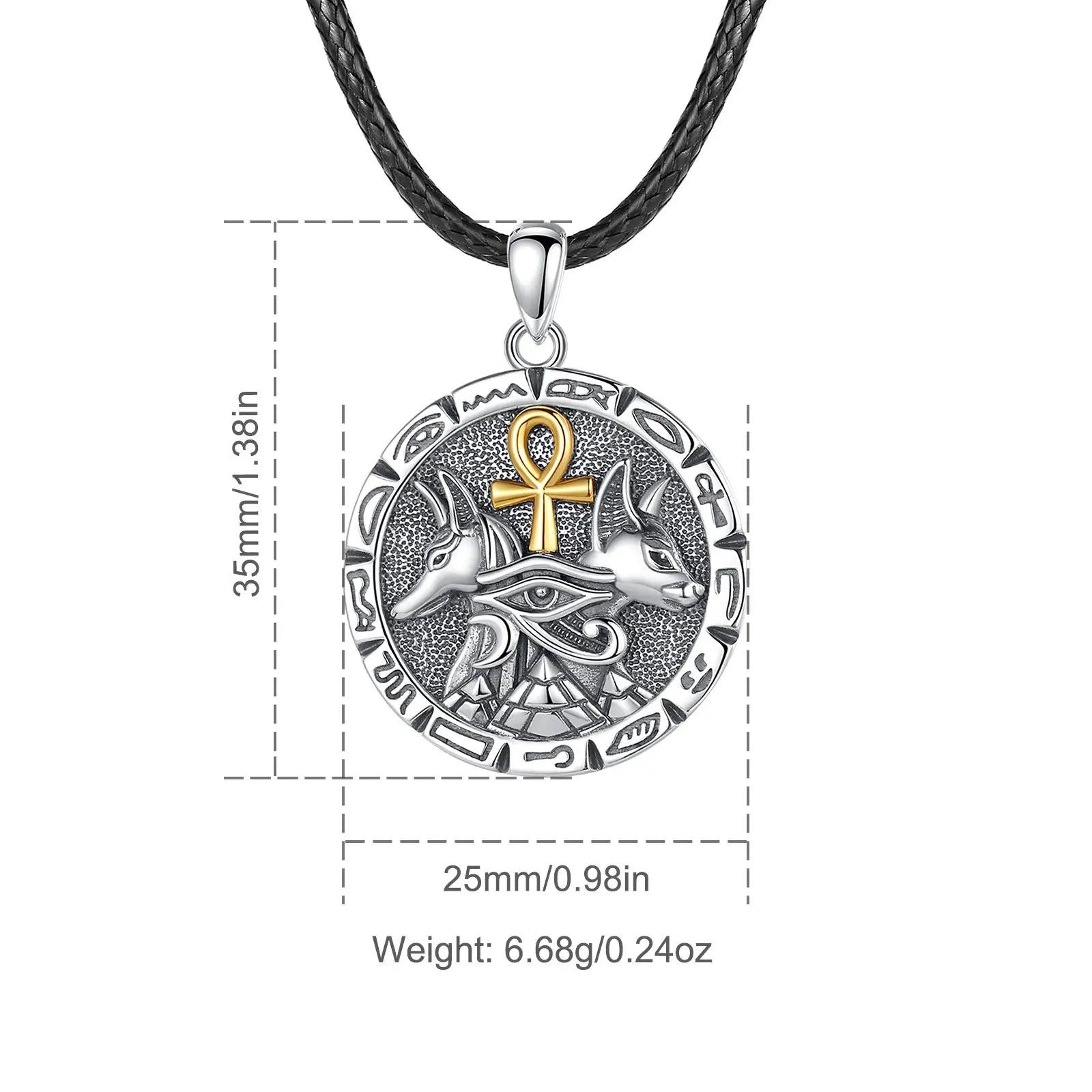 Colgante Anubis y Bastet Dioses Egipcios de Plata.