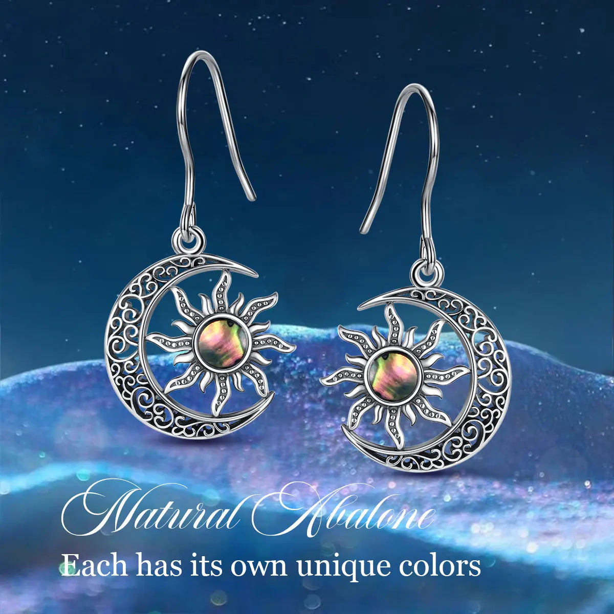 Aros De Plata, Diseño Luna Y Sol.