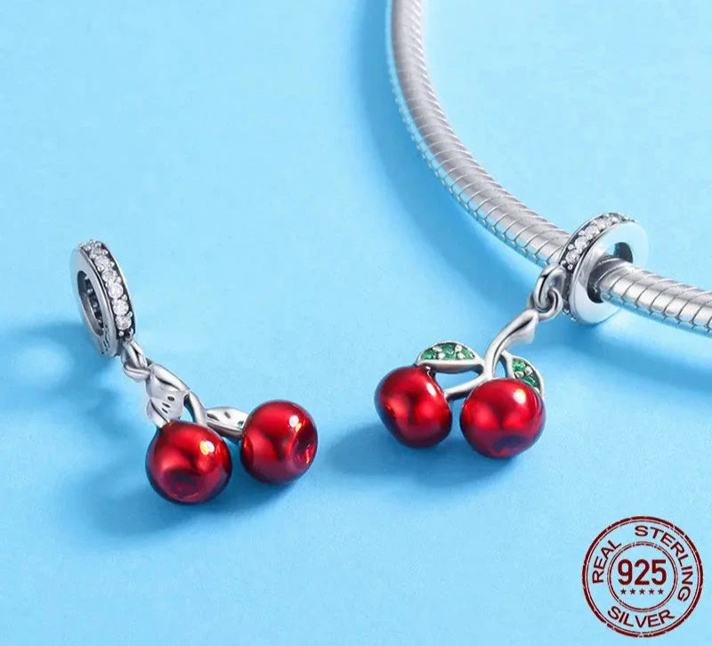 Colgante o Charm De Plata, Diseño Cereza.