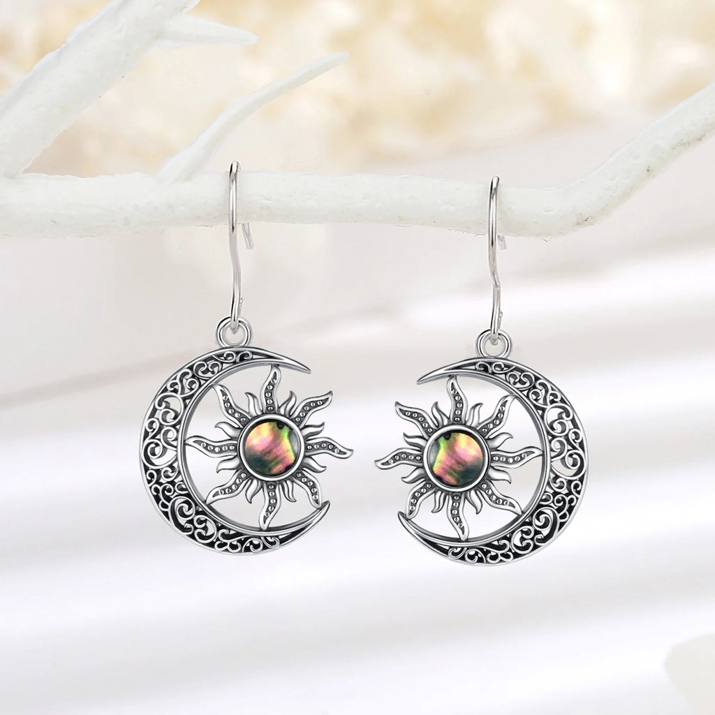 Aros De Plata, Diseño Luna Y Sol.