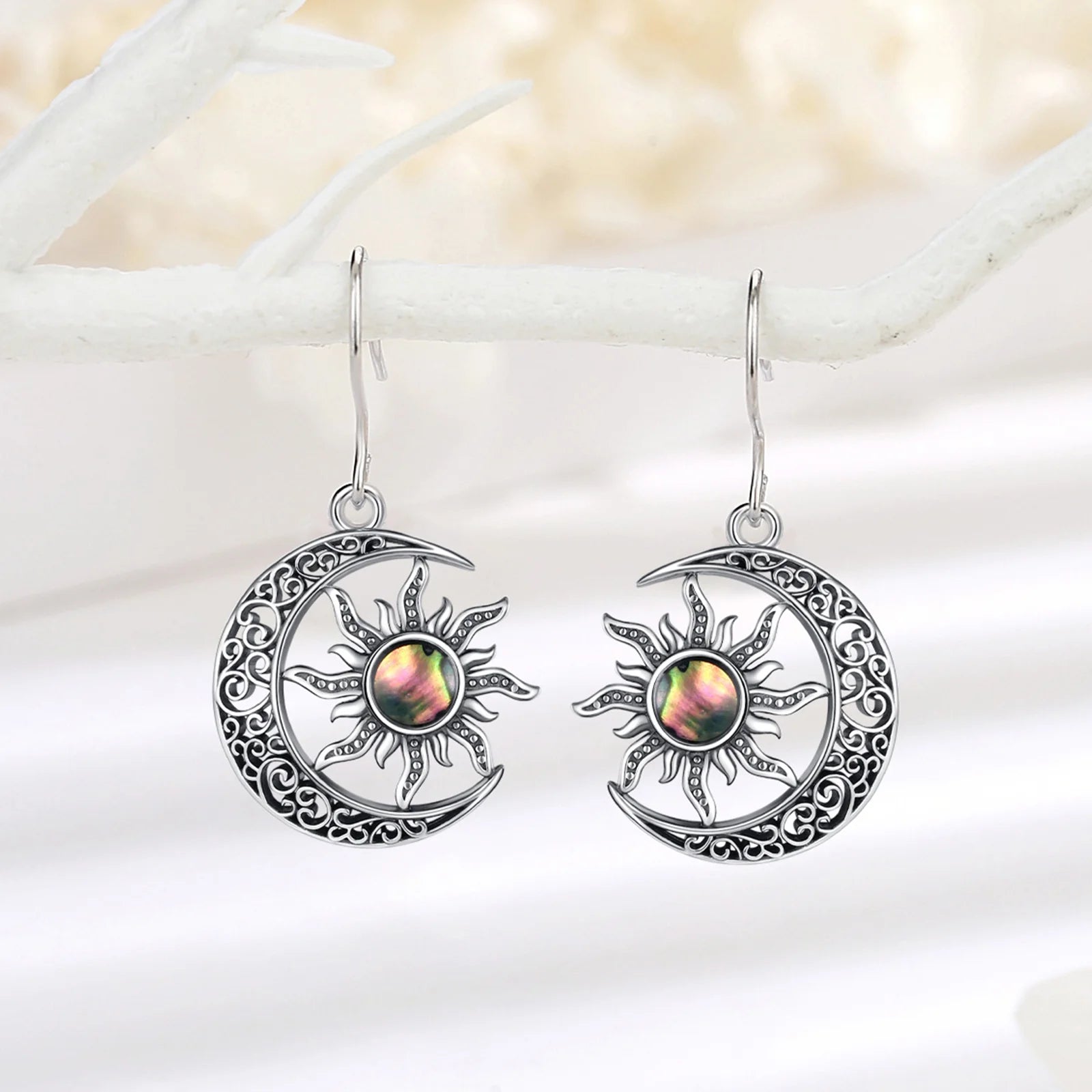 Aros De Plata, Diseño Luna Y Sol.