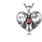 Colgante De Plata Y Circonita Roja, Diseño Corazón Calavera.