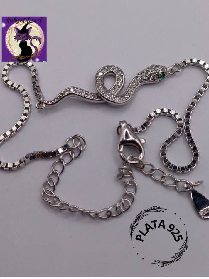 Pulsera de Serpiente Ajustable de Plata.