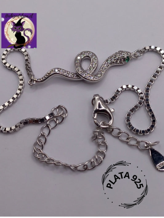 Pulsera de Serpiente Ajustable de Plata.