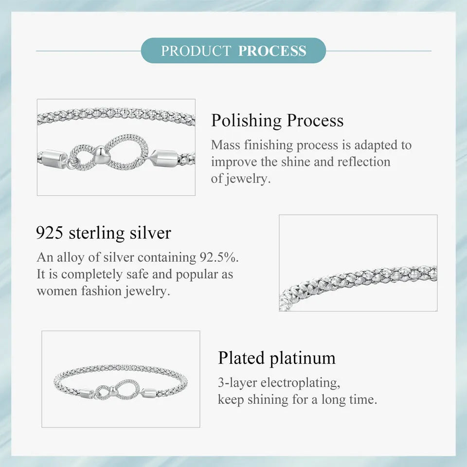 Brazalete Infinito compatible con Charms de Plata.