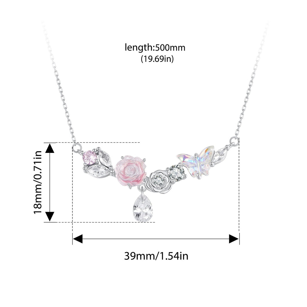 Collar De Plata, Diseño Mariposa Y Flores.