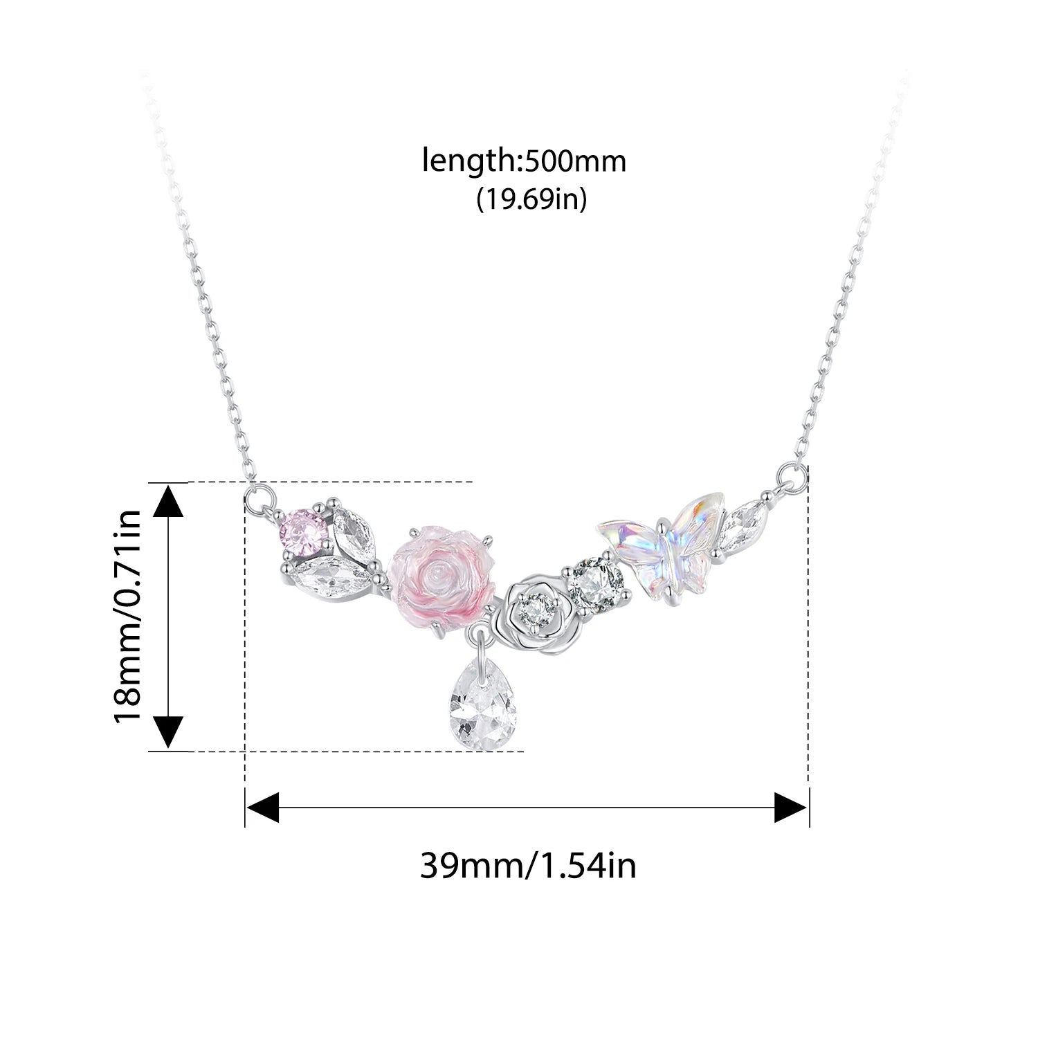 Collar De Plata, Diseño Mariposa Y Flores.