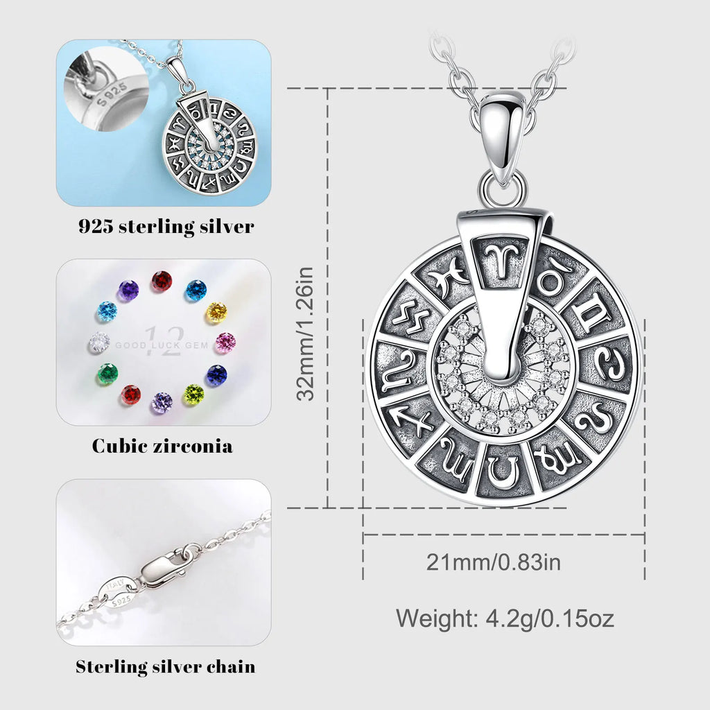 Colgante Signos de Zodiaco Rotativo de Plata .