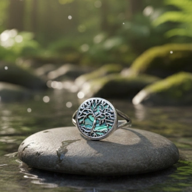 Anillo Ajustable Árbol de la Vida de Plata.