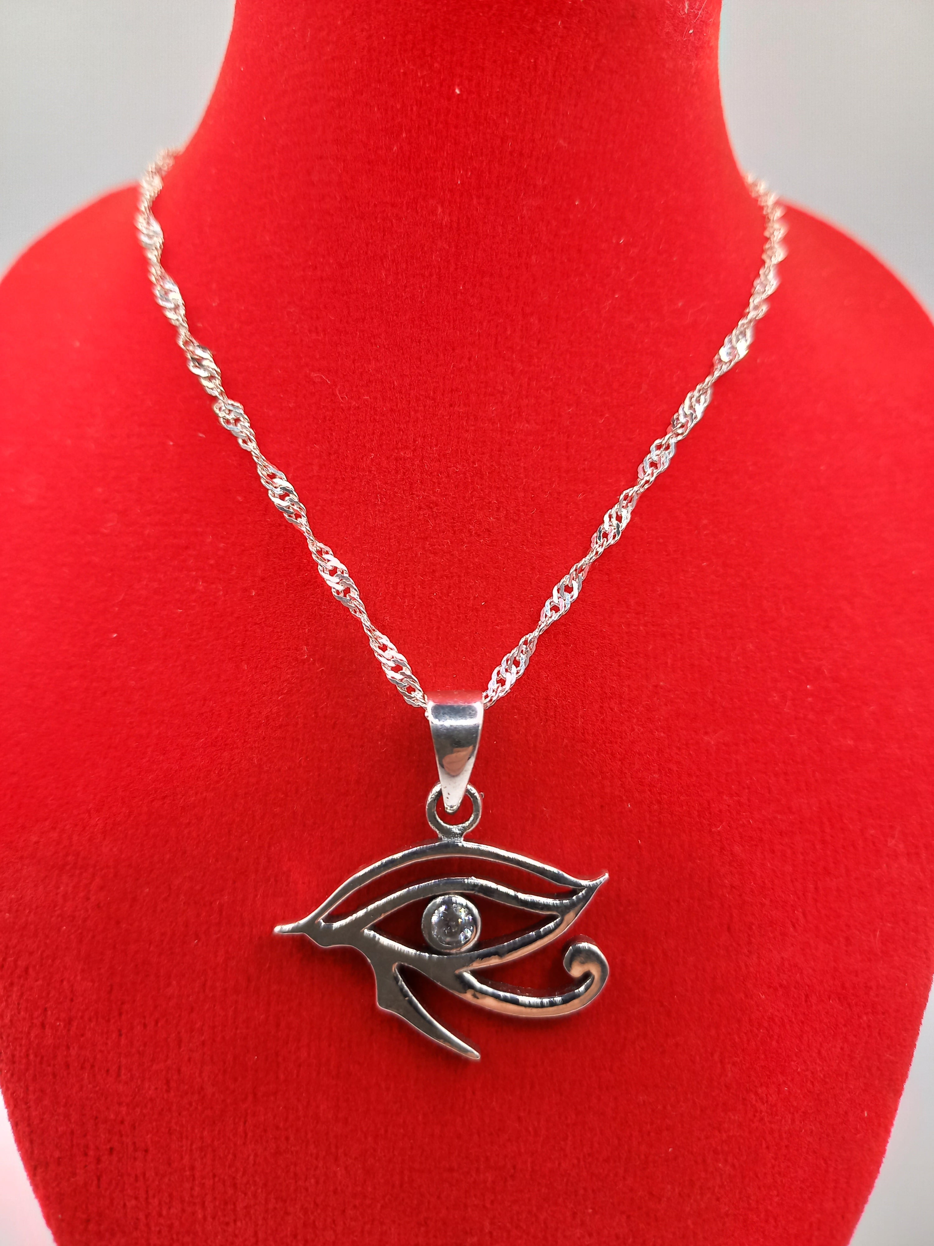 Colgante Ojo De Horus con Cadena de Plata 50 cm.