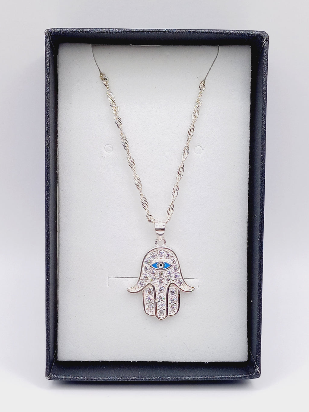 Colgante Mano de Fátima con Cadena de Plata 50 cm.