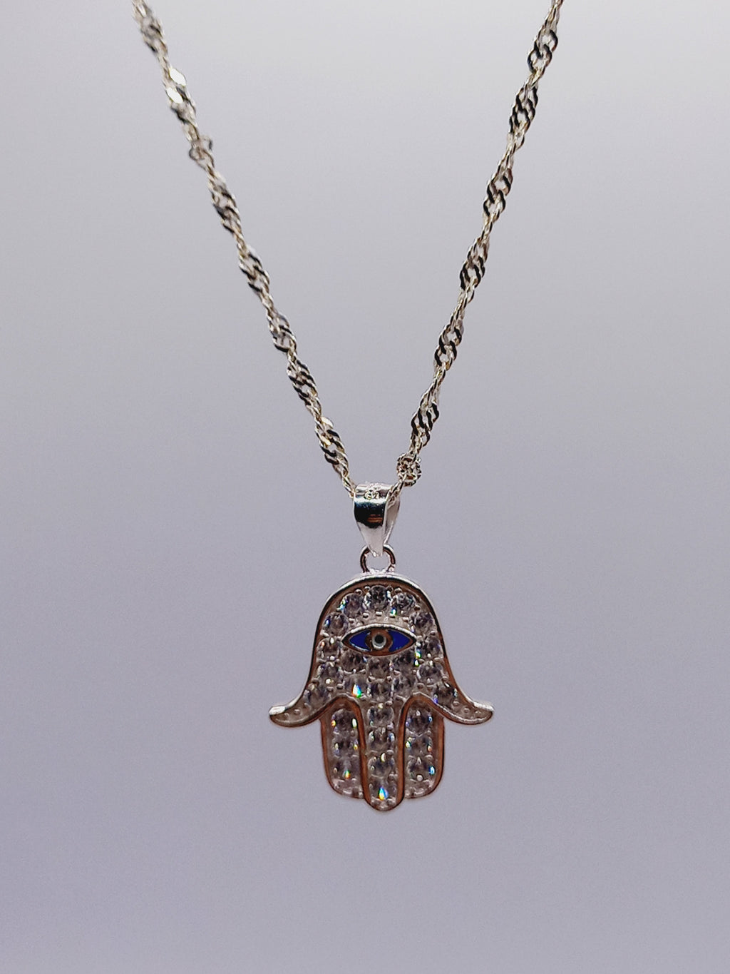 Colgante Mano de Fátima con Cadena de Plata 50 cm.