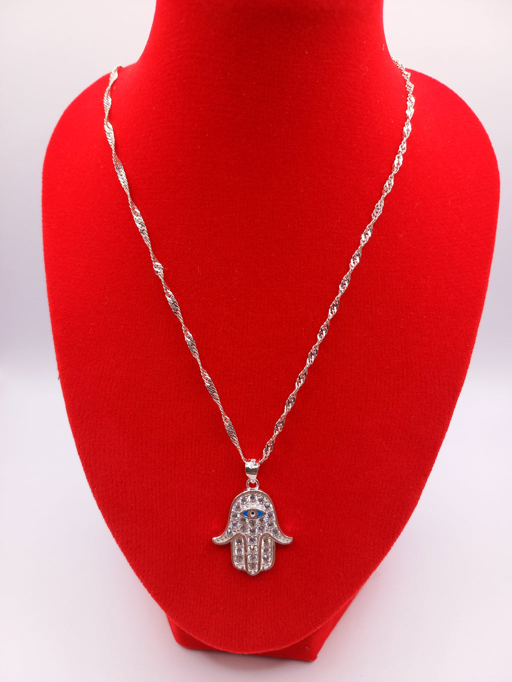 Colgante Mano de Fátima con Cadena de Plata 50 cm.
